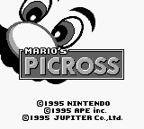 Mario's Picross title screen for GameBoy